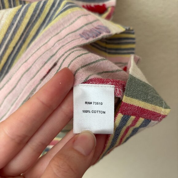 Ivy Jane Embroidered Cotton Mixed Stripe Boxy Boho Blouse Top - Picture 9 of 13